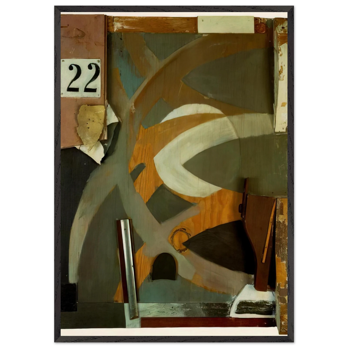 THE SPRING DOOR 1938 - Kurt Schwitters 70x100 cm / 28x40 inches Framed Art Print – Black Wooden Frame