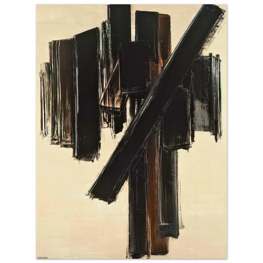 Pierre Soulages - Peinture, 10 juin 1958 - 1958  75x100 cm / 30x40inches Fine Art Poster