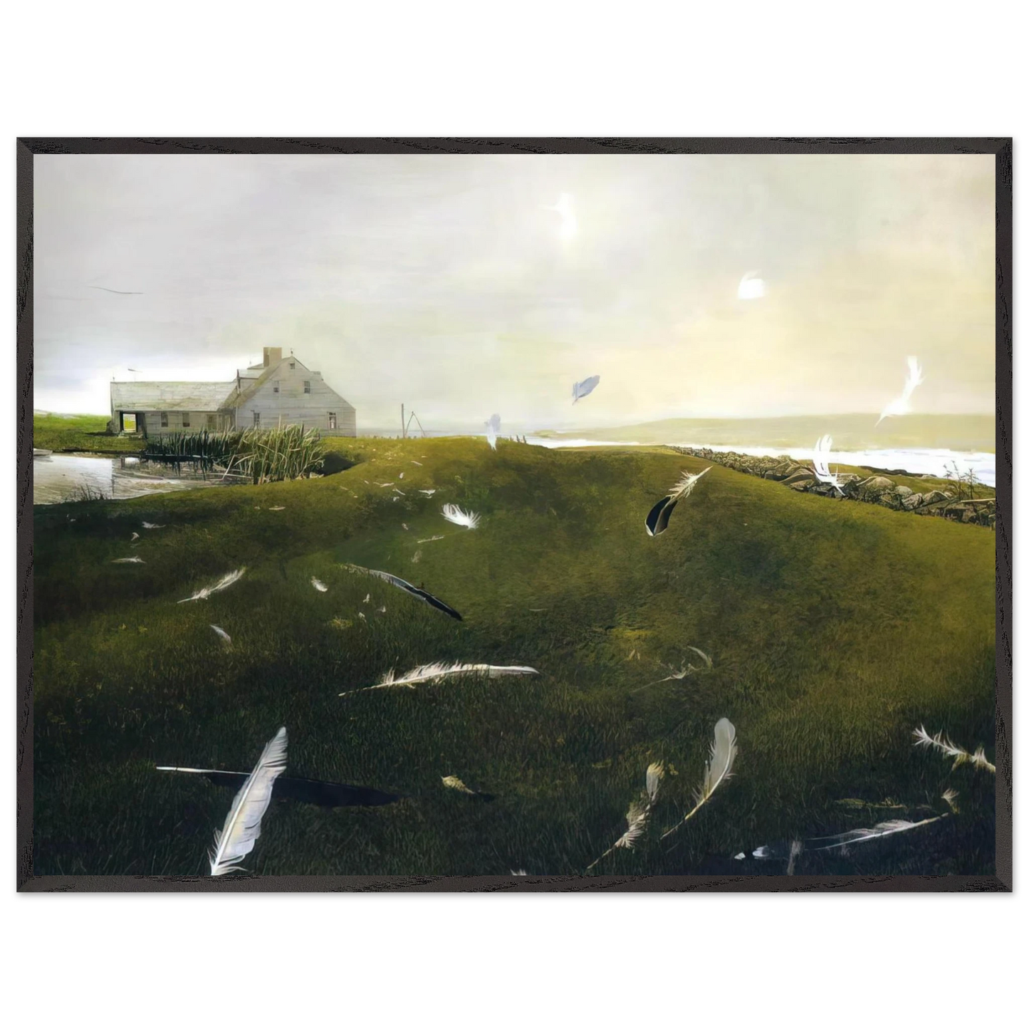 Andrew Wyeth - AIRBORNE Wall Art - 21x29.7 cm / 8x12" - Premium Wooden Framed Poster With Fine Art Paper-canvas - Wood frame