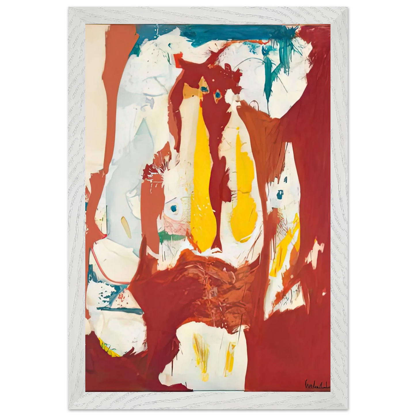 Helen Frankenthaler - The Red Sea, 1959- Wall Art - 21x29.7 cm / 8x12" - Premium Wooden Framed Poster With Fine Art Paper-canvas - Black frame