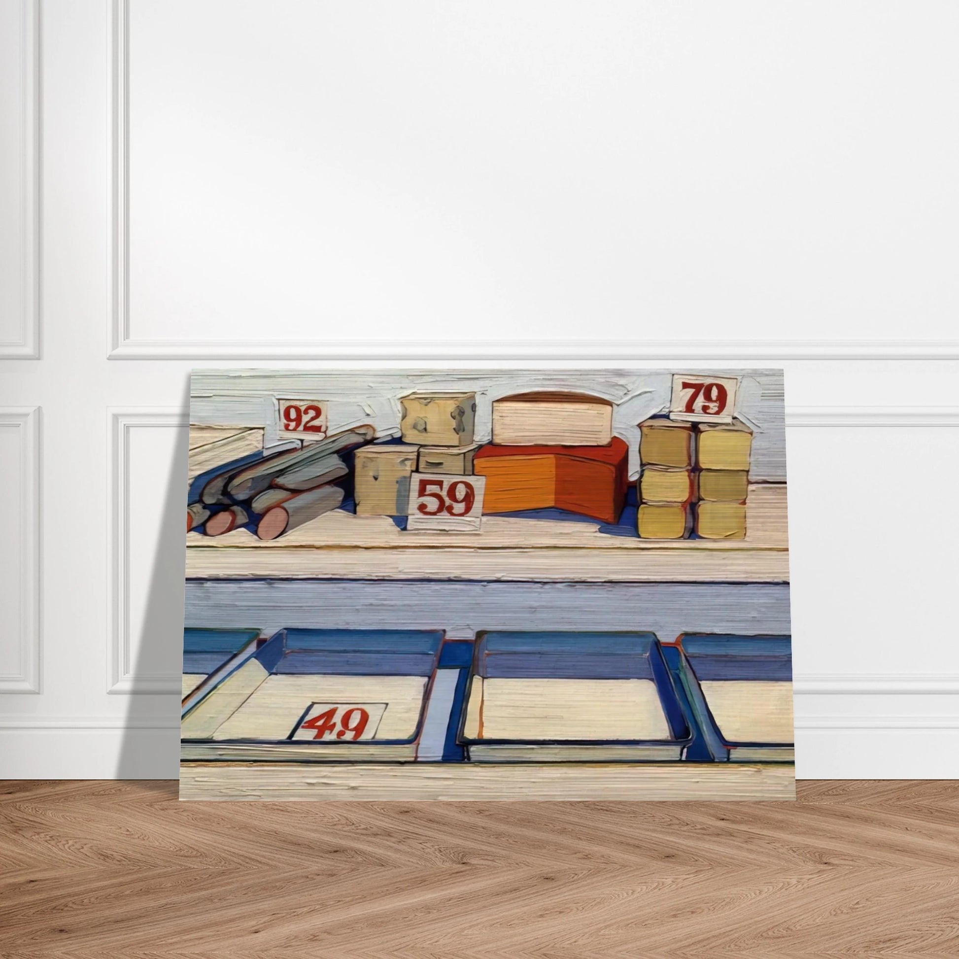 Delicatessen Counter - 1962 - Wayne Thiebaud Brushed Aluminum Print - 70x100 cm / 28x40 inches | Wayne Thiebaud Aluminum Print | Wayne Thiebaud Prints