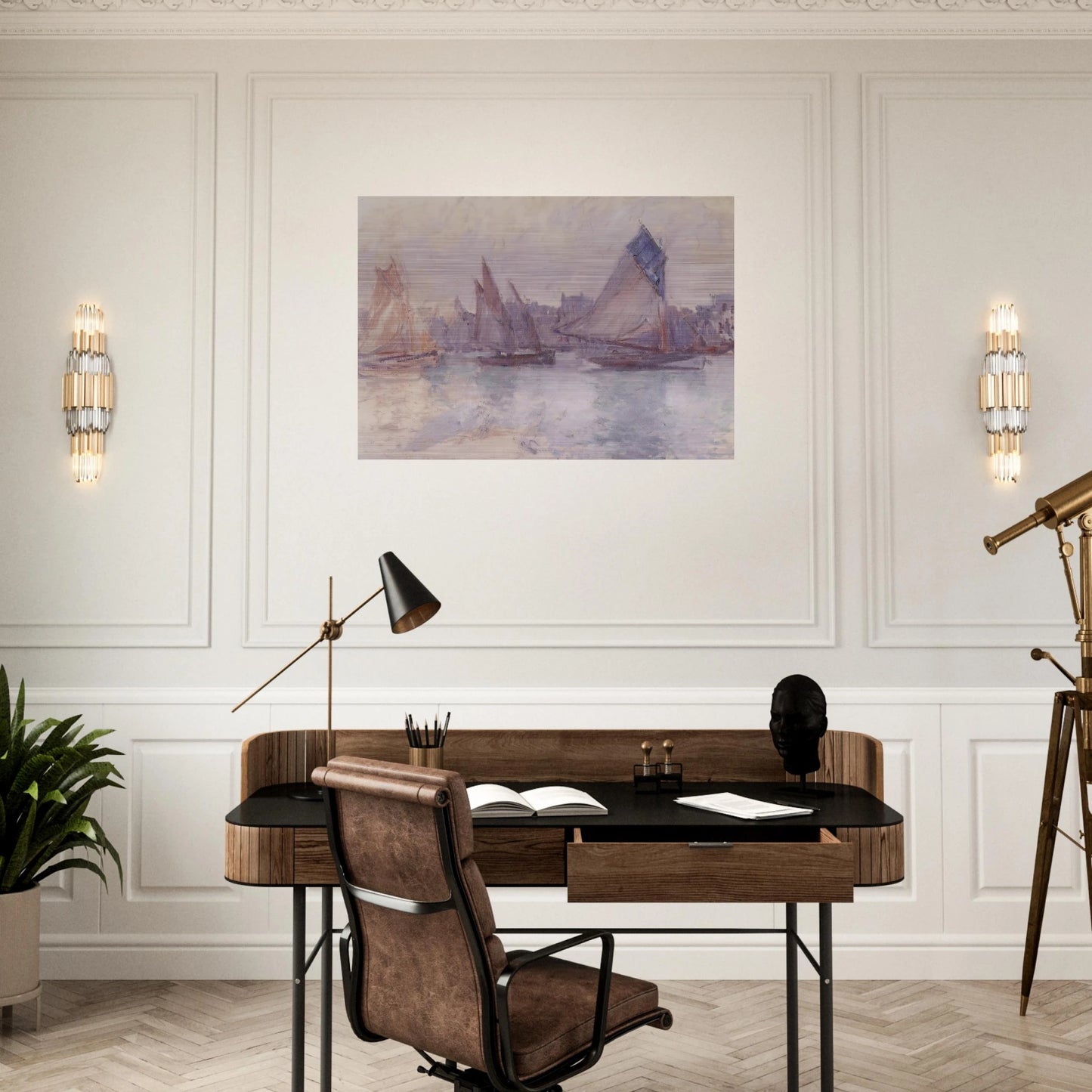 Boats in the Port of Le Havre - claude monet Brushed Aluminum Print - 70x100 cm / 28x40 inches | claude monet Aluminum Print | claude monet Prints