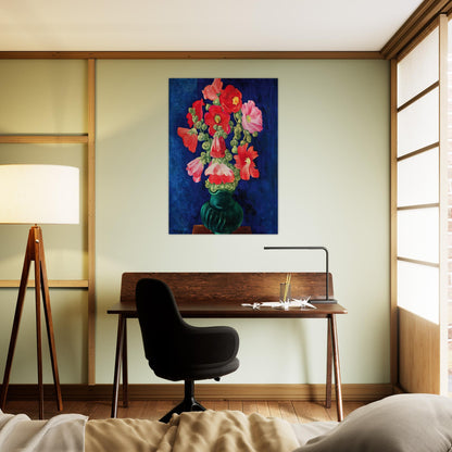 HOLLYHOCKS 1939 - Moise Kisling Brushed Aluminum Print - 70x100 cm / 28x40 inches | Moise Kisling Aluminum Print | Moise Kisling Prints