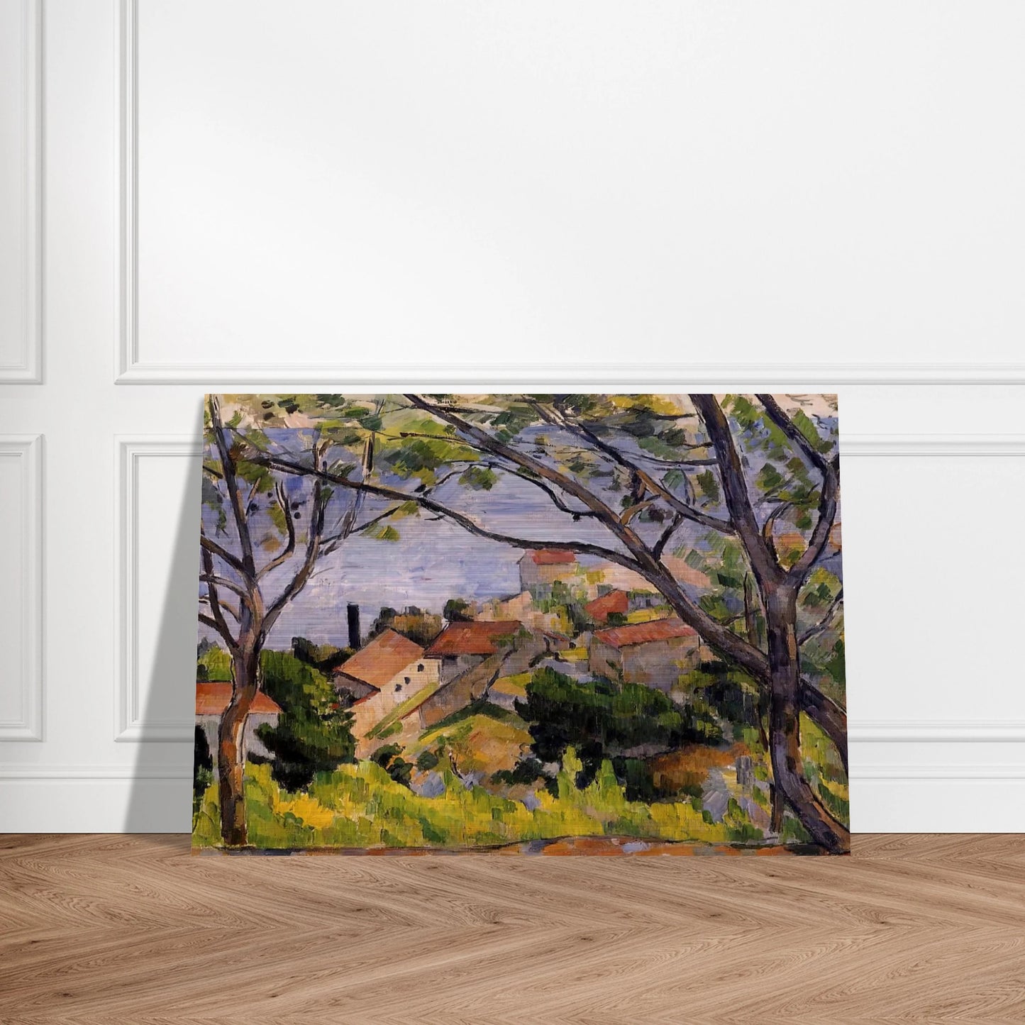 L'Estaque. View through the Trees - Paul Cézanne Brushed Aluminum Print - 70x100 cm / 28x40 inches | Paul Cézanne Aluminum Print | Paul Cézanne Prints