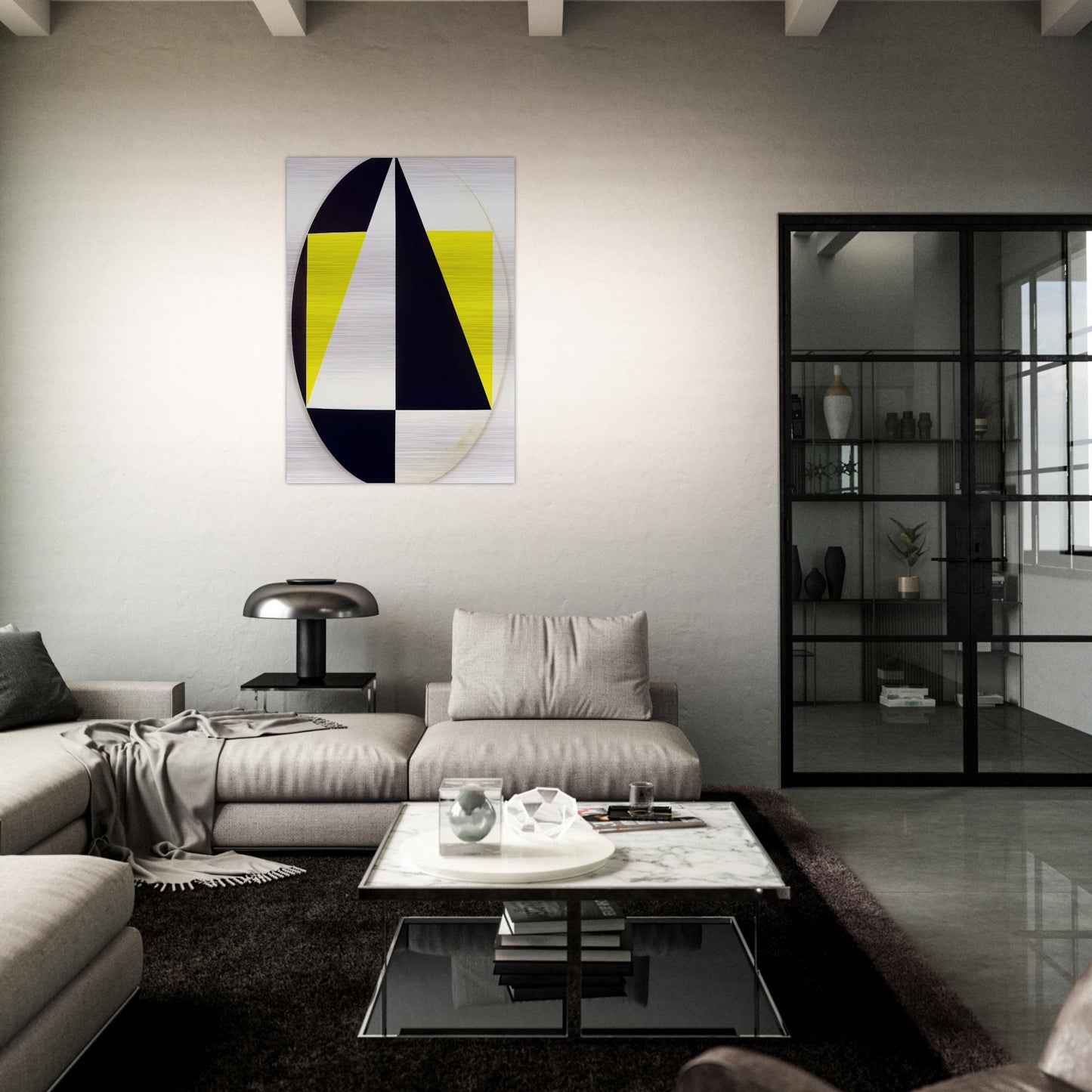 Tondo3Colors - 1958 - Carmen Herrera Brushed Aluminum Print - 70x100 cm / 28x40 inches | Carmen Herrera Aluminum Print | Carmen Herrera Prints