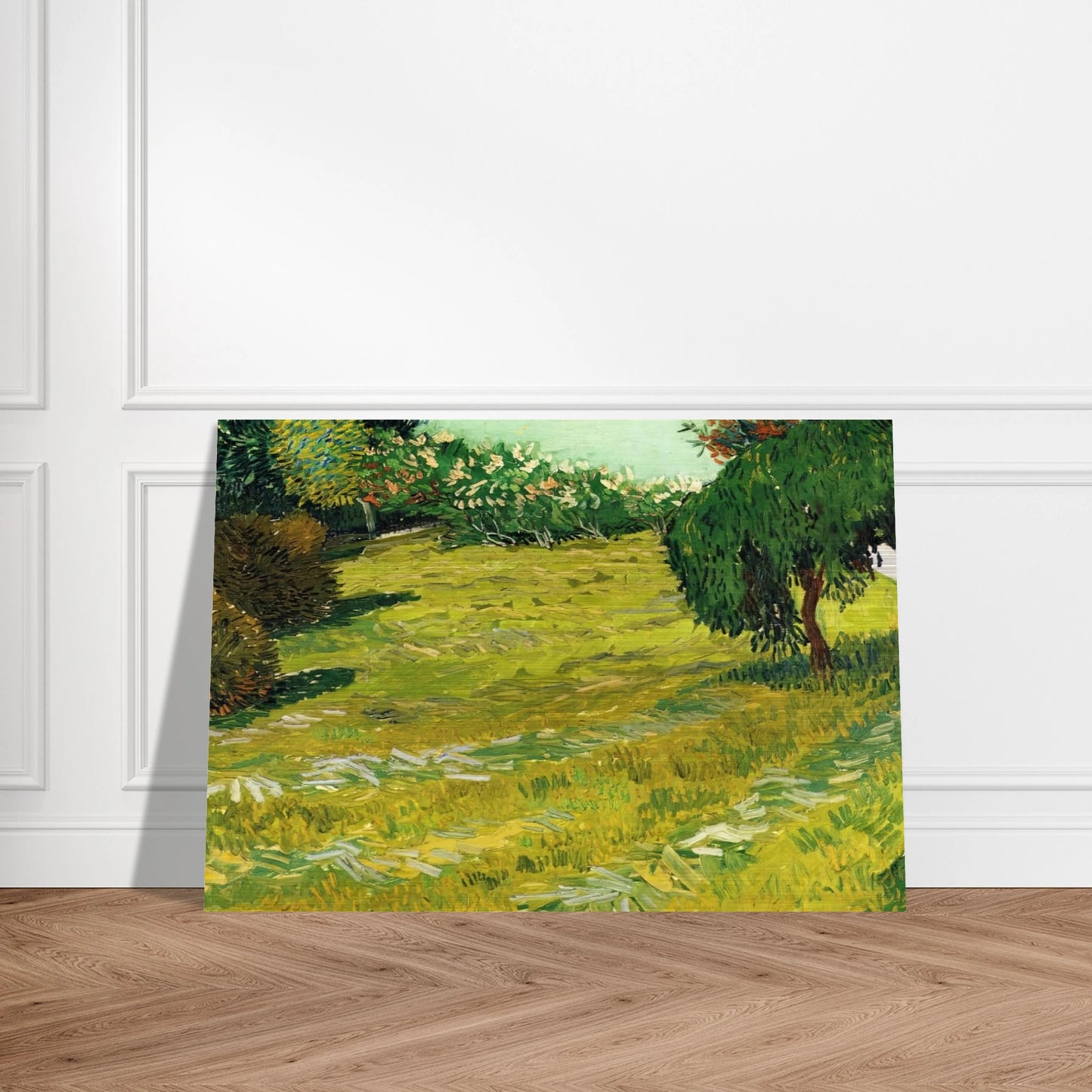Garden with Weeping Willow - Vincent van Gogh Brushed Aluminum Print - 70x100 cm / 28x40 inches | Vincent van Gogh Aluminum Print | Vincent van Gogh Prints