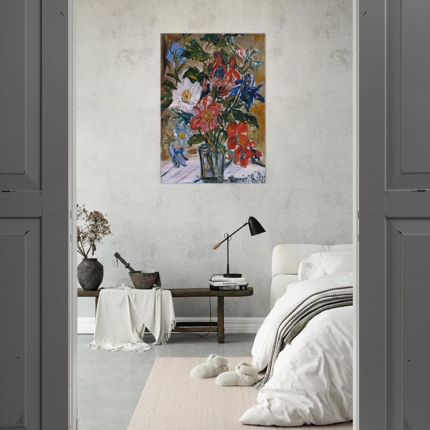 VASE WITH FLOWERS - Maurice Utrillo Brushed Aluminum Print - 70x100 cm / 28x40 inches | Maurice Utrillo Aluminum Print | Maurice Utrillo Prints