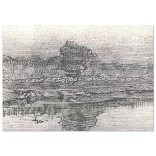 Landscape with the Oise - Vincent van Gogh Brushed Aluminum Print - 70x100 cm / 28x40 inches | Vincent van Gogh Aluminum Print | Vincent van Gogh Prints