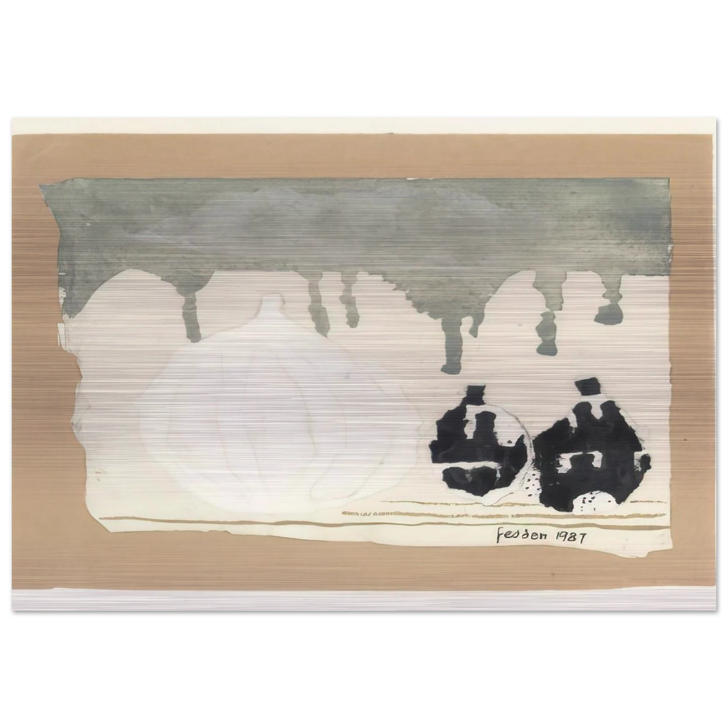 Still life with onions - 1987 - Mary Fedden Brushed Aluminum Print - 70x100 cm / 28x40 inches | Mary Fedden Aluminum Print | Mary Fedden Prints