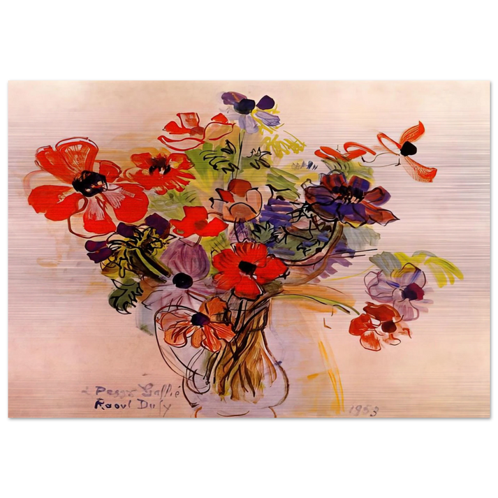 ANEMONES 1953 - Raoul Dufy Brushed Aluminum Print - 70x100 cm / 28x40 inches | Raoul Dufy Aluminum Print | Raoul Dufy Prints