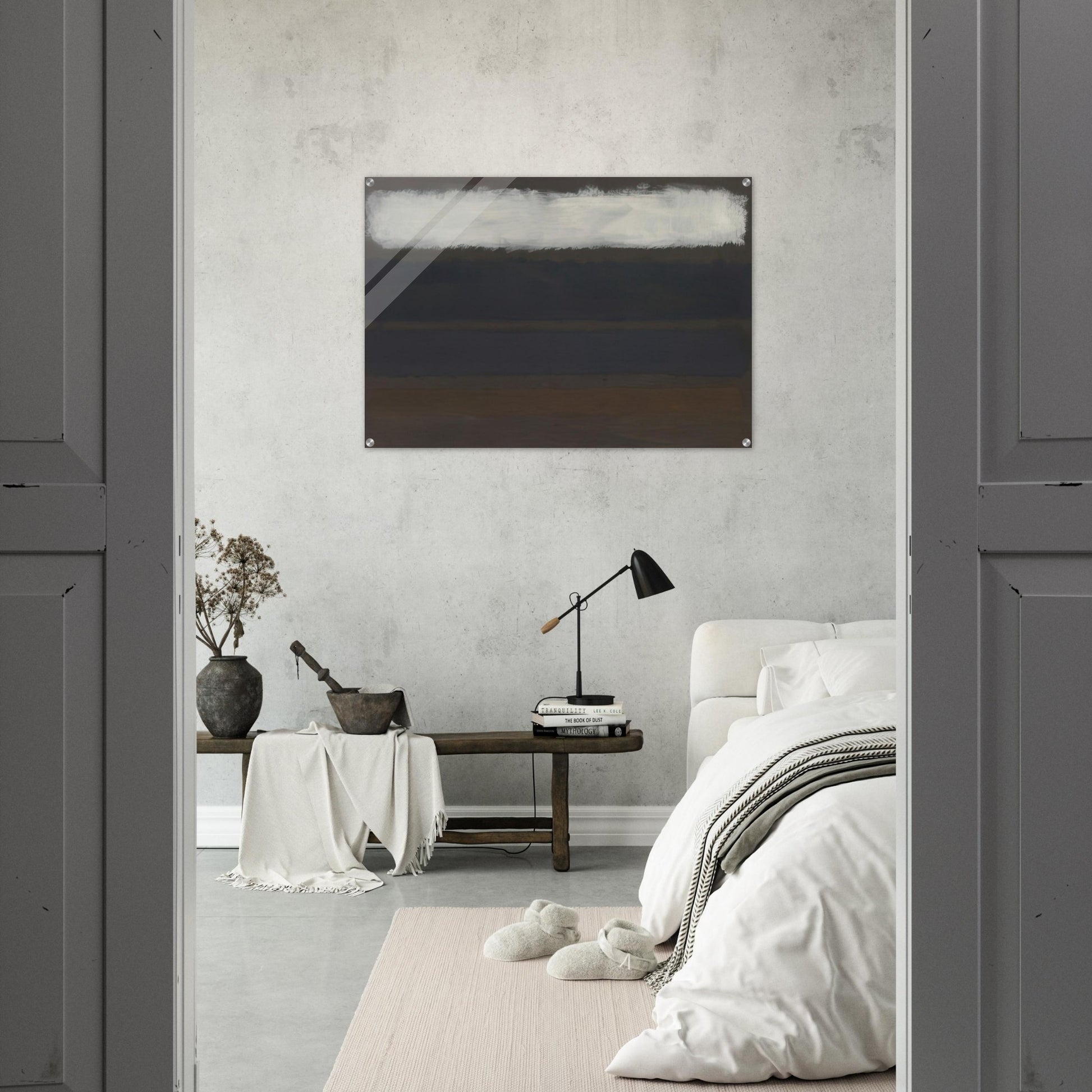 No. 14 Horizontals, White over Darks - 1961 - Mark Rothko Acrylic Print - 70x100 cm / 28x40″ inches | Mark Rothko Wall Art | Mark Rothko Prints