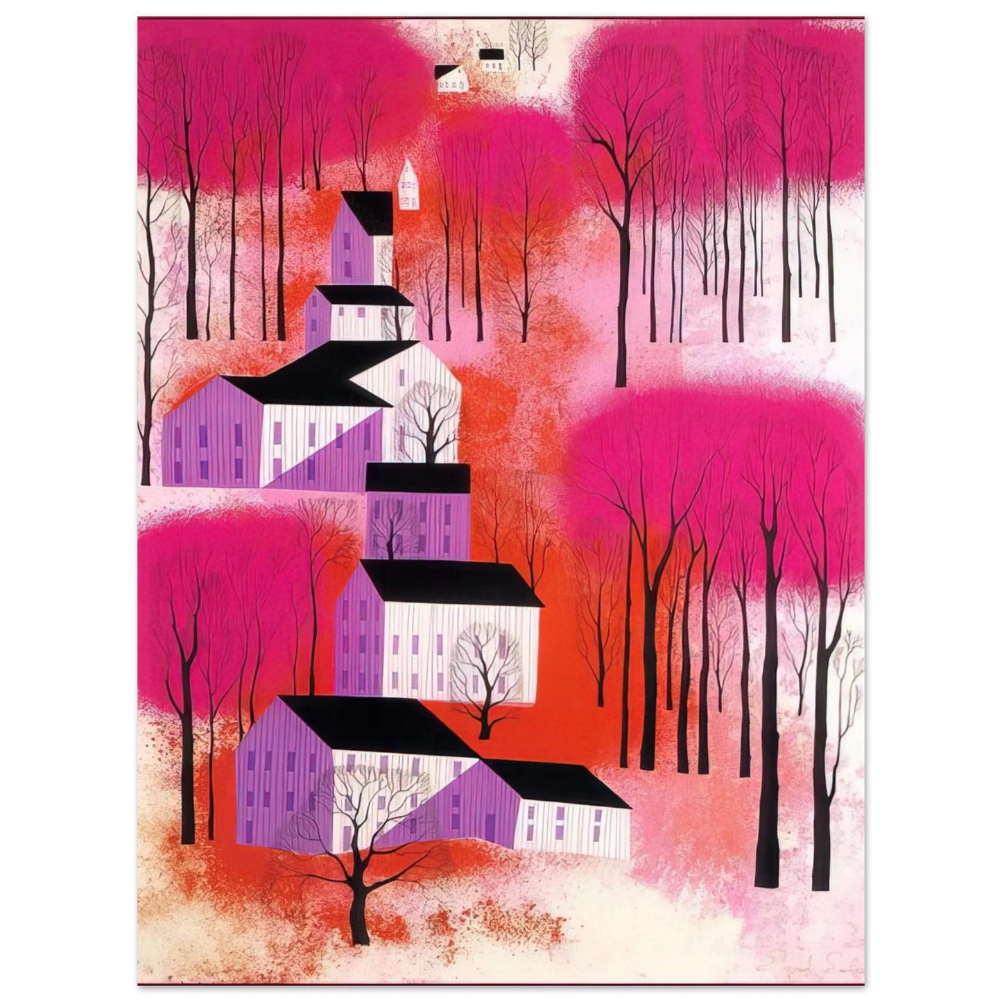 Eyvind Earle - Autumn Sunset  75x100 cm / 30x40inches Fine Art Poster