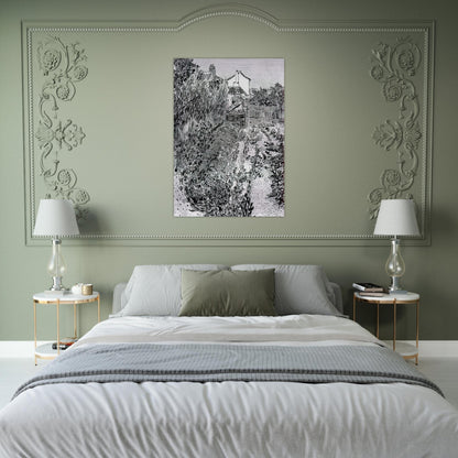 The Garden with Flowers - Vincent van Gogh Brushed Aluminum Print - 70x100 cm / 28x40 inches | Vincent van Gogh Aluminum Print | Vincent van Gogh Prints