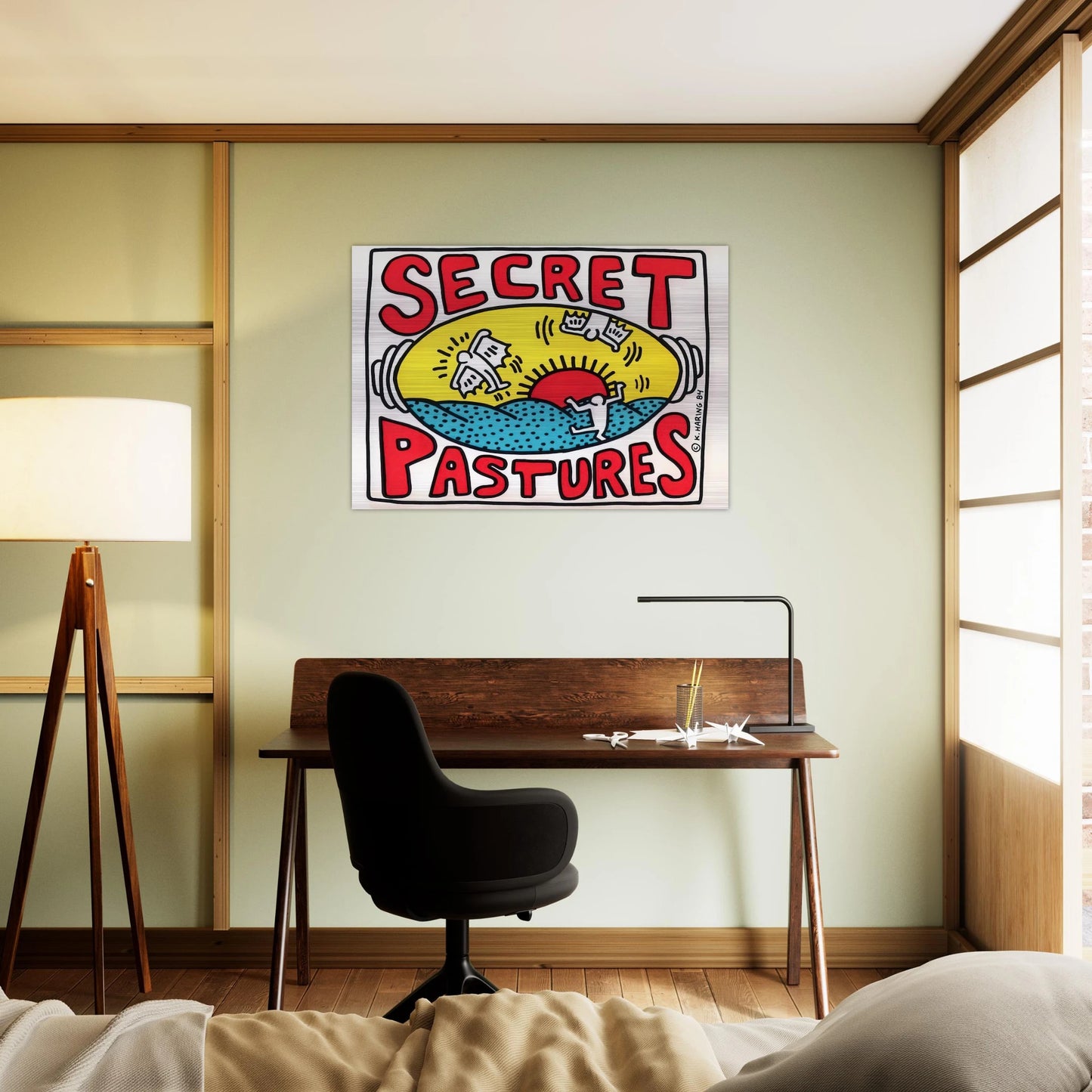 PROMOTIONAL POSTER FOR SECRET PASTURES 1984 - Keith Haring Brushed Aluminum Print - 70x100 cm / 28x40 inches | Keith Haring Aluminum Print | Keith Haring Prints