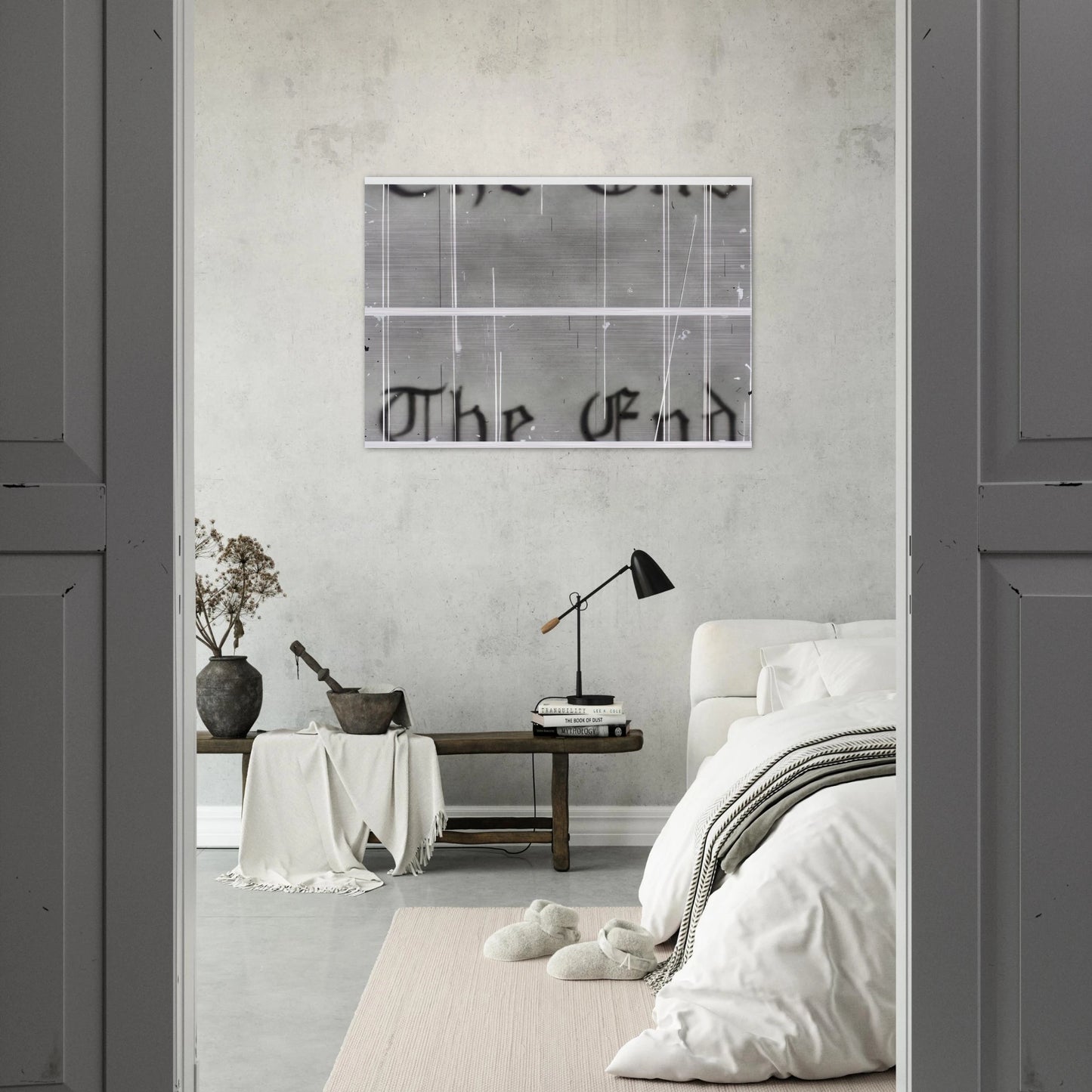 THE END 1 1993 - Edward Ruscha Brushed Aluminum Print - 70x100 cm / 28x40 inches | Edward Ruscha Aluminum Print | Edward Ruscha Prints