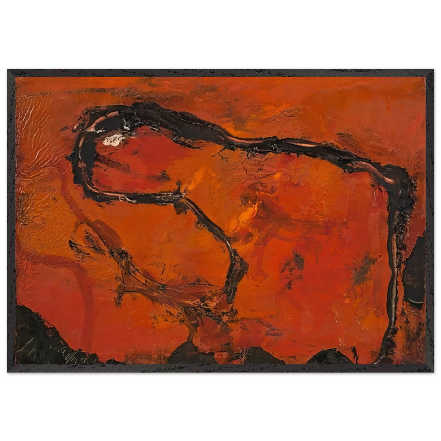 Pega - 1964 - Emil Schumacher 70x100 cm / 28x40 inches Framed Art Print – Black Wooden Frame