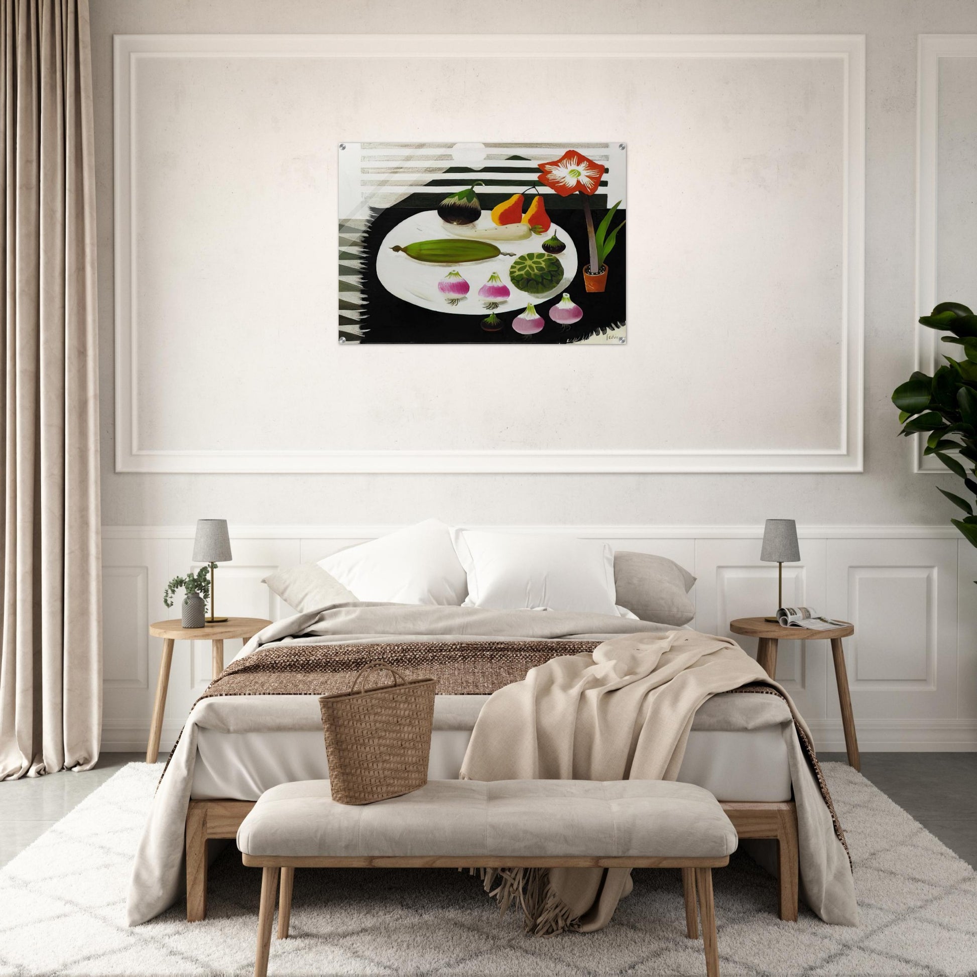 Still life with pears and onions - 1992 - Mary Fedden Acrylic Print - 70x100 cm / 28x40″ inches | Mary Fedden Wall Art | Mary Fedden Prints