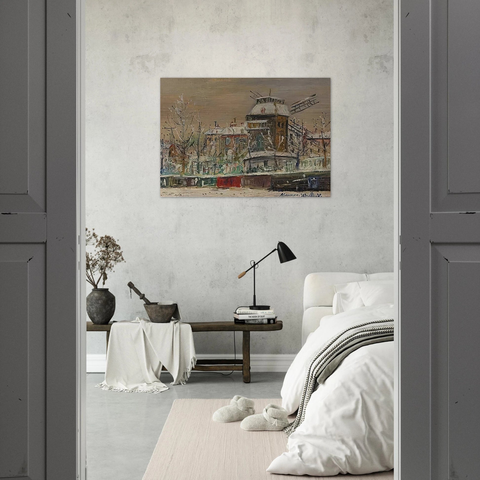 MOULIN DE LA GALETTE UNDER THE SNOW 1 - Maurice Utrillo Brushed Aluminum Print - 70x100 cm / 28x40 inches | Maurice Utrillo Aluminum Print | Maurice Utrillo Prints