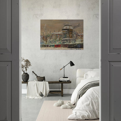 MOULIN DE LA GALETTE UNDER THE SNOW 1 - Maurice Utrillo Brushed Aluminum Print - 70x100 cm / 28x40 inches | Maurice Utrillo Aluminum Print | Maurice Utrillo Prints