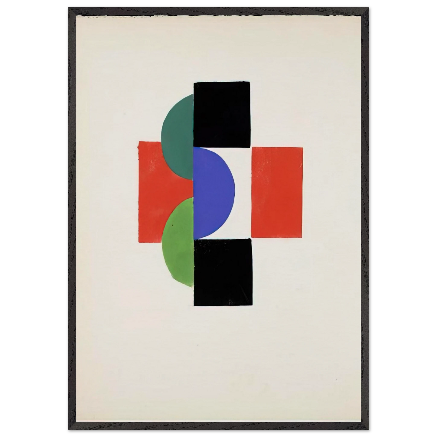 UNTITLED GOUACHE ILLUSTRATION FOR TRISTAN TZARA S LE FRUIT PERMIS 1956 - Sonia Delaunay 70x100 cm / 28x40 inches Framed Art Print – Black Wooden Frame