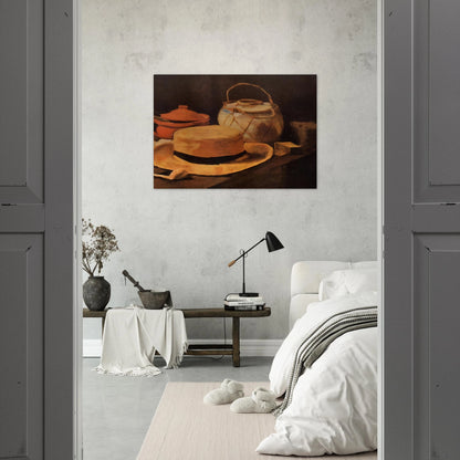 Still Life with Yellow Hat - Vincent van Gogh Brushed Aluminum Print - 70x100 cm / 28x40 inches | Vincent van Gogh Aluminum Print | Vincent van Gogh Prints