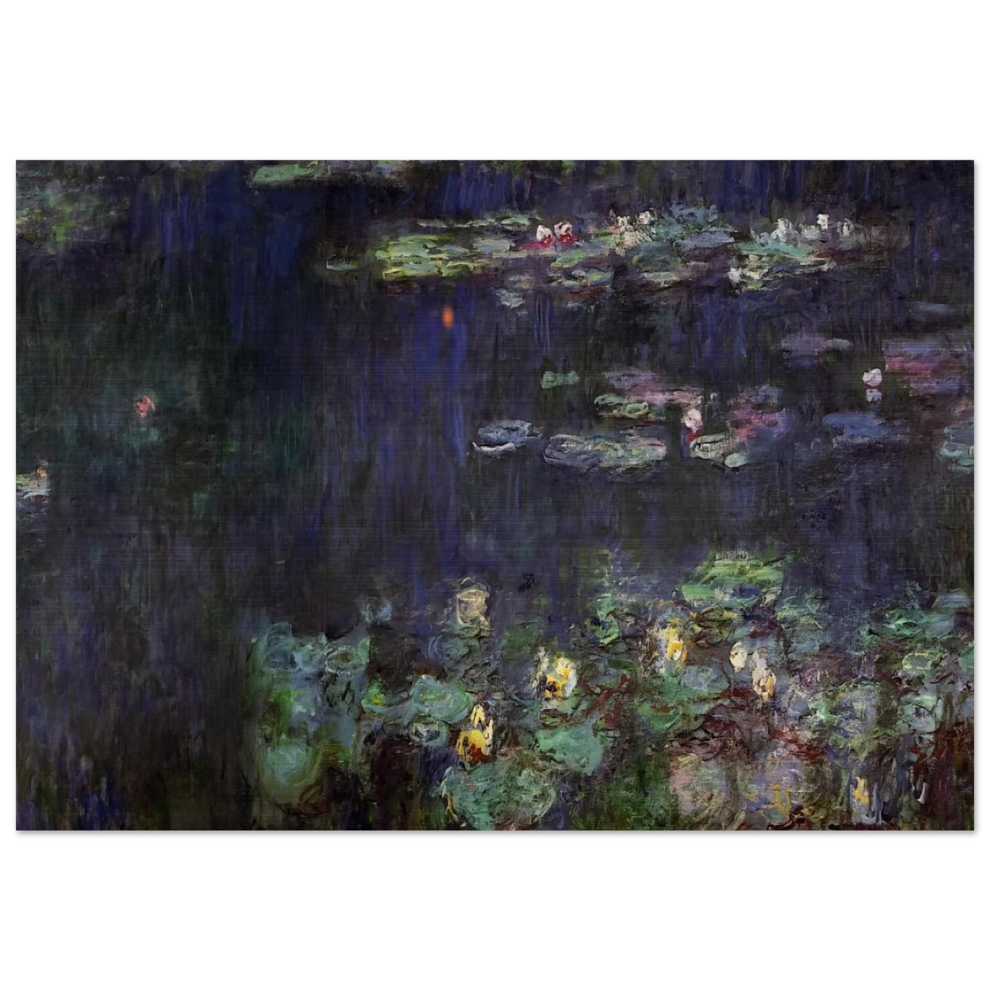 Water Lilies, Green Reflection right half - claude monet Brushed Aluminum Print - 70x100 cm / 28x40 inches | claude monet Aluminum Print | claude monet Prints