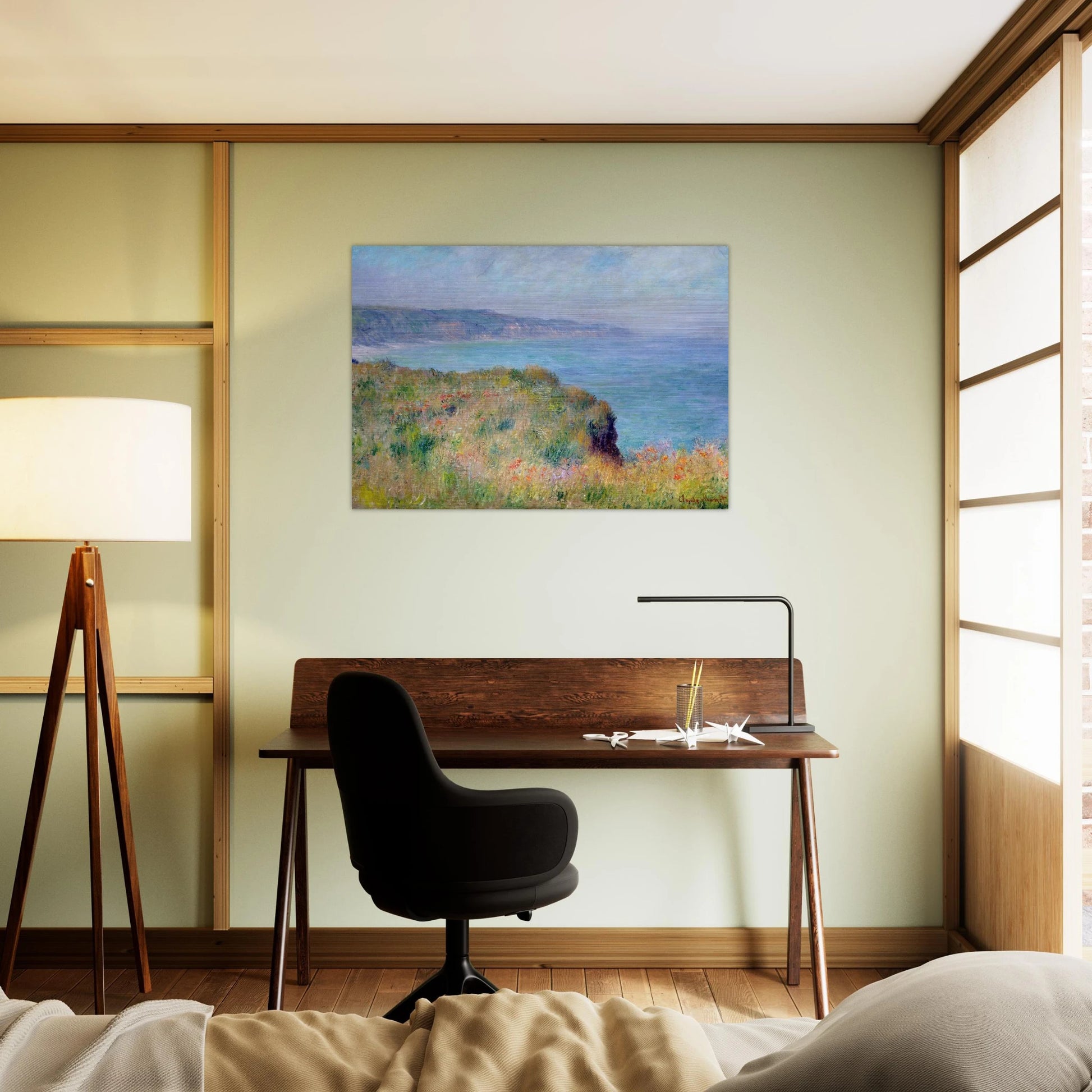 Cliff near Pourville - claude monet Brushed Aluminum Print - 70x100 cm / 28x40 inches | claude monet Aluminum Print | claude monet Prints