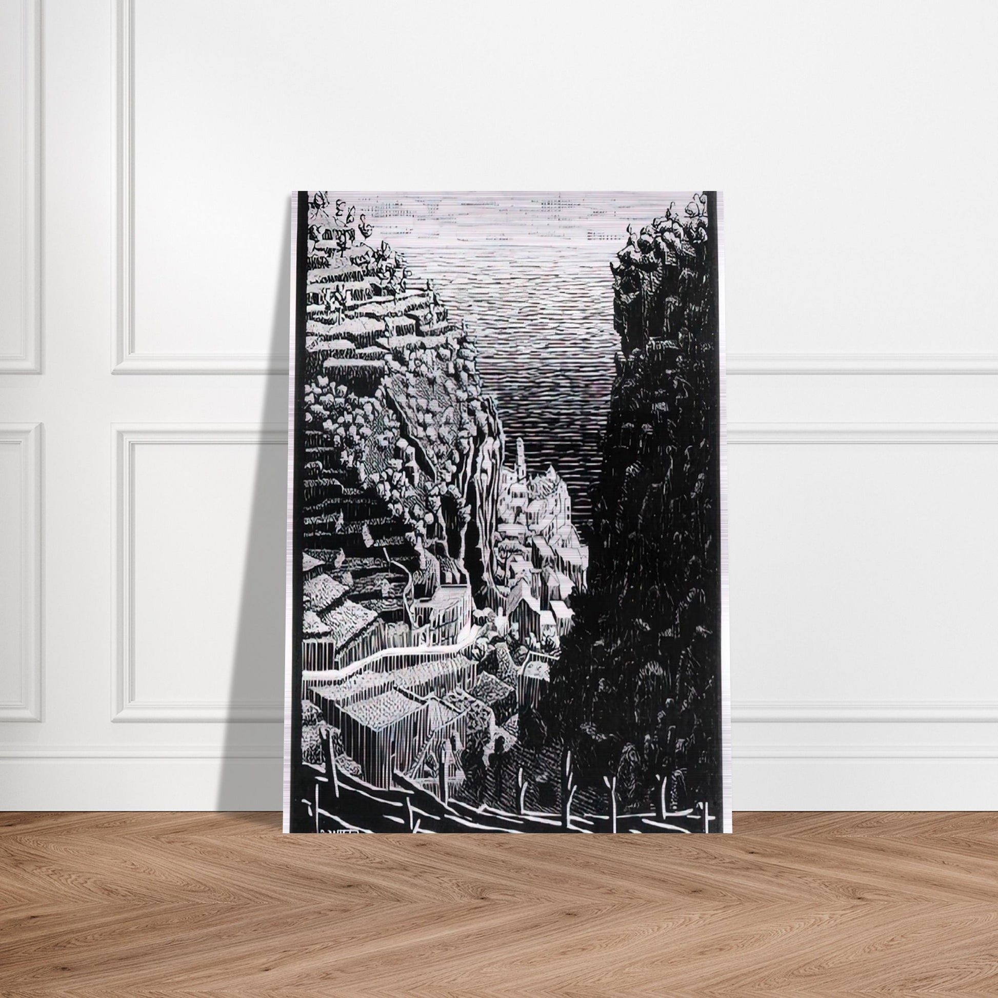 ATRANI COAST OF AMALFI 1 - MC Escher Brushed Aluminum Print - 70x100 cm / 28x40 inches | MC Escher Aluminum Print | MC Escher Prints