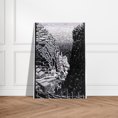 ATRANI COAST OF AMALFI 1 - MC Escher Brushed Aluminum Print - 70x100 cm / 28x40 inches | MC Escher Aluminum Print | MC Escher Prints