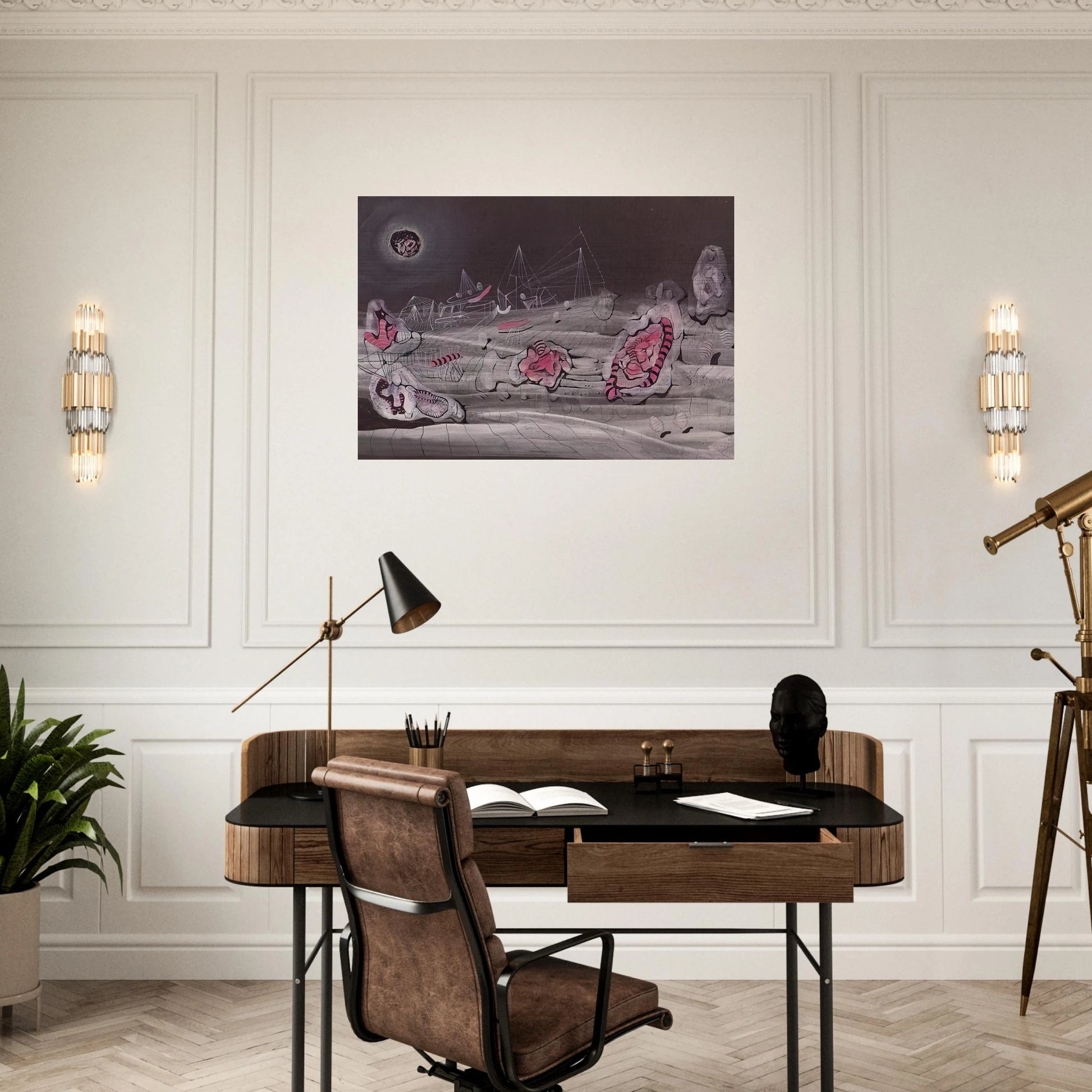DARK LIGHT 1940 - Roberto Matta Brushed Aluminum Print - 70x100 cm / 28x40 inches | Roberto Matta Aluminum Print | Roberto Matta Prints
