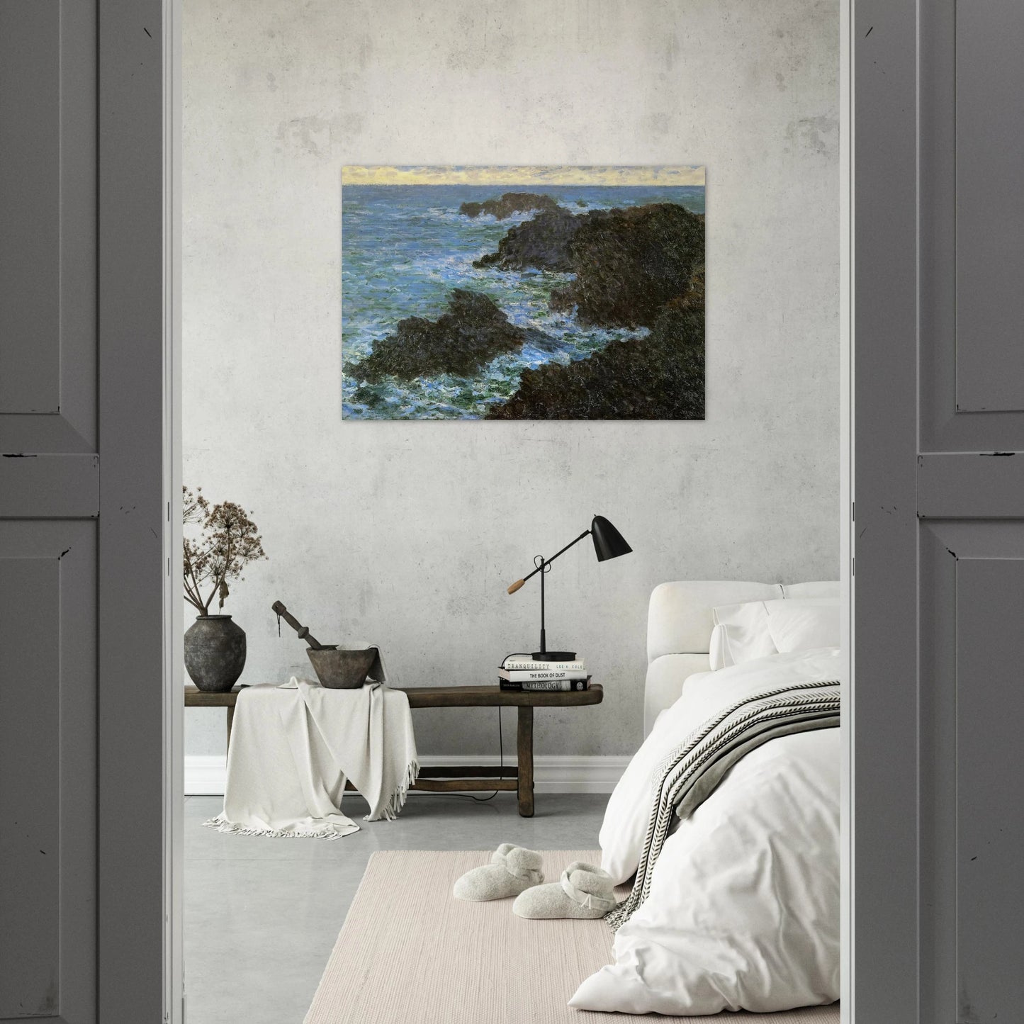 The rocks of Belle-Ile - claude monet Brushed Aluminum Print - 70x100 cm / 28x40 inches | claude monet Aluminum Print | claude monet Prints