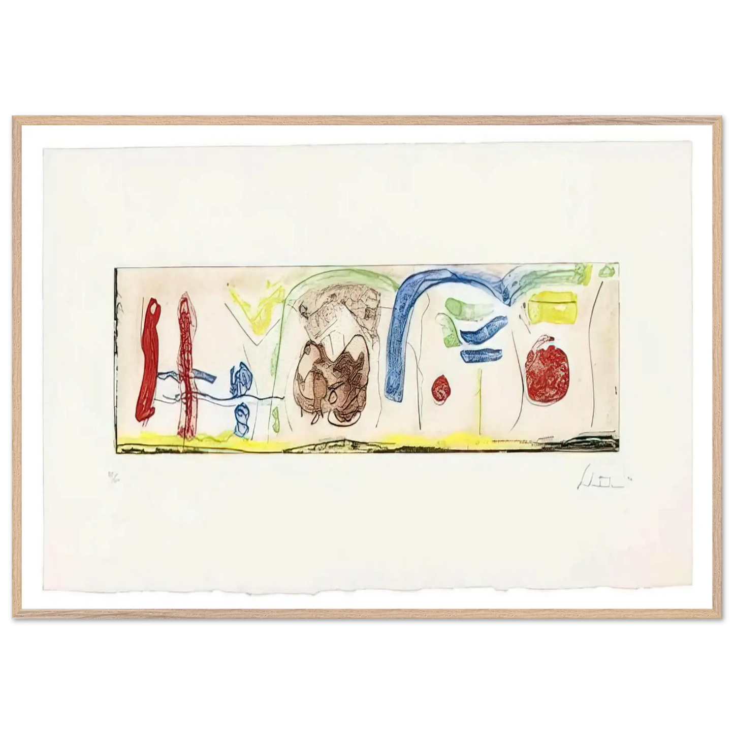 Helen Frankenthaler - Bridges - 1996 Wall art - 40x50 cm / 16x20 Inches - Premium Wooden Framed Poster With Fine Art Paper - White frame
