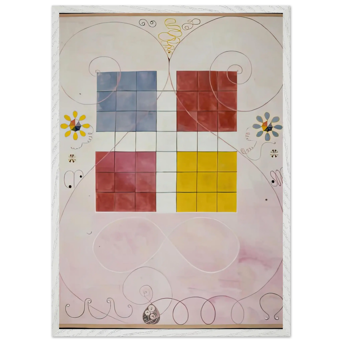 Hilma af Klint - DE TIO ST RSTA N 10 ALDERDOMEN 1907 Wall art - A1 (59.4 x 84.1  cm) - Premium Wooden Framed Poster With Fine Art Paper - White frame