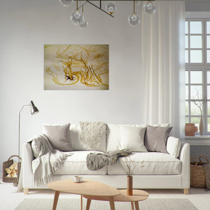 BED AND BEDSIDE TABLE FEROCIOUSLY ATTACKING A CELLO - Salvador Dali Brushed Aluminum Print - 70x100 cm / 28x40 inches | Salvador Dali Aluminum Print | Salvador Dali Prints