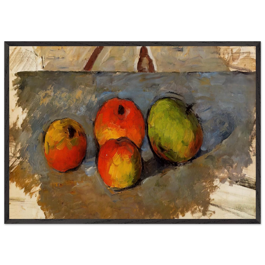 Four Apples - Paul Cezanne 70x100 cm / 28x40 inches Framed Art Print – Black Wooden Frame