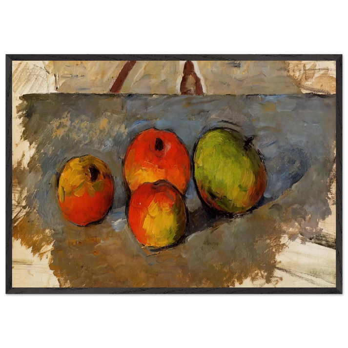 Four Apples - Paul Cezanne 70x100 cm / 28x40 inches Framed Art Print – Black Wooden Frame