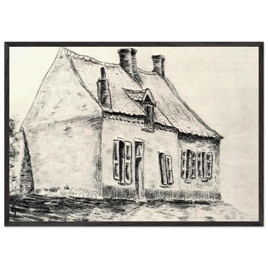 A house Magros - Vincent van Gogh 70x100 cm / 28x40 inches Framed Art Print – Black Wooden Frame