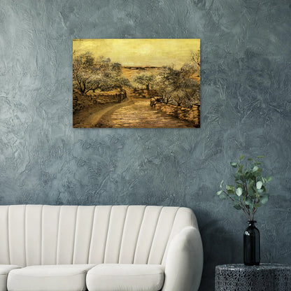 THE LANE TO PORT LLIGAT WITH VIEW OF CAP CREUS - Salvador Dali Brushed Aluminum Print - 70x100 cm / 28x40 inches | Salvador Dali Aluminum Print | Salvador Dali Prints