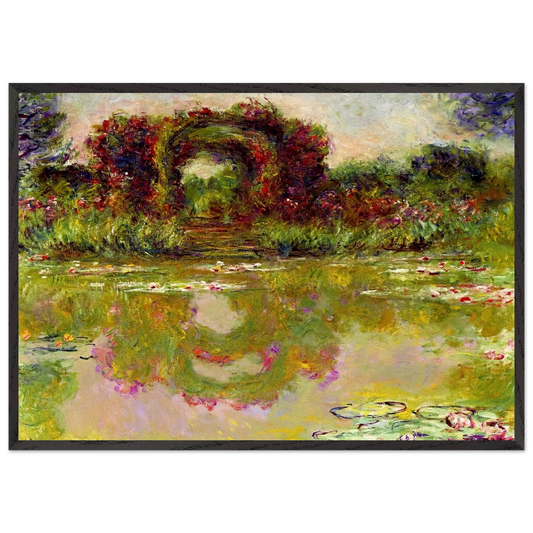 Rose Arches at Giverny - claude monet 70x100 cm / 28x40 inches Framed Art Print – Black Wooden Frame
