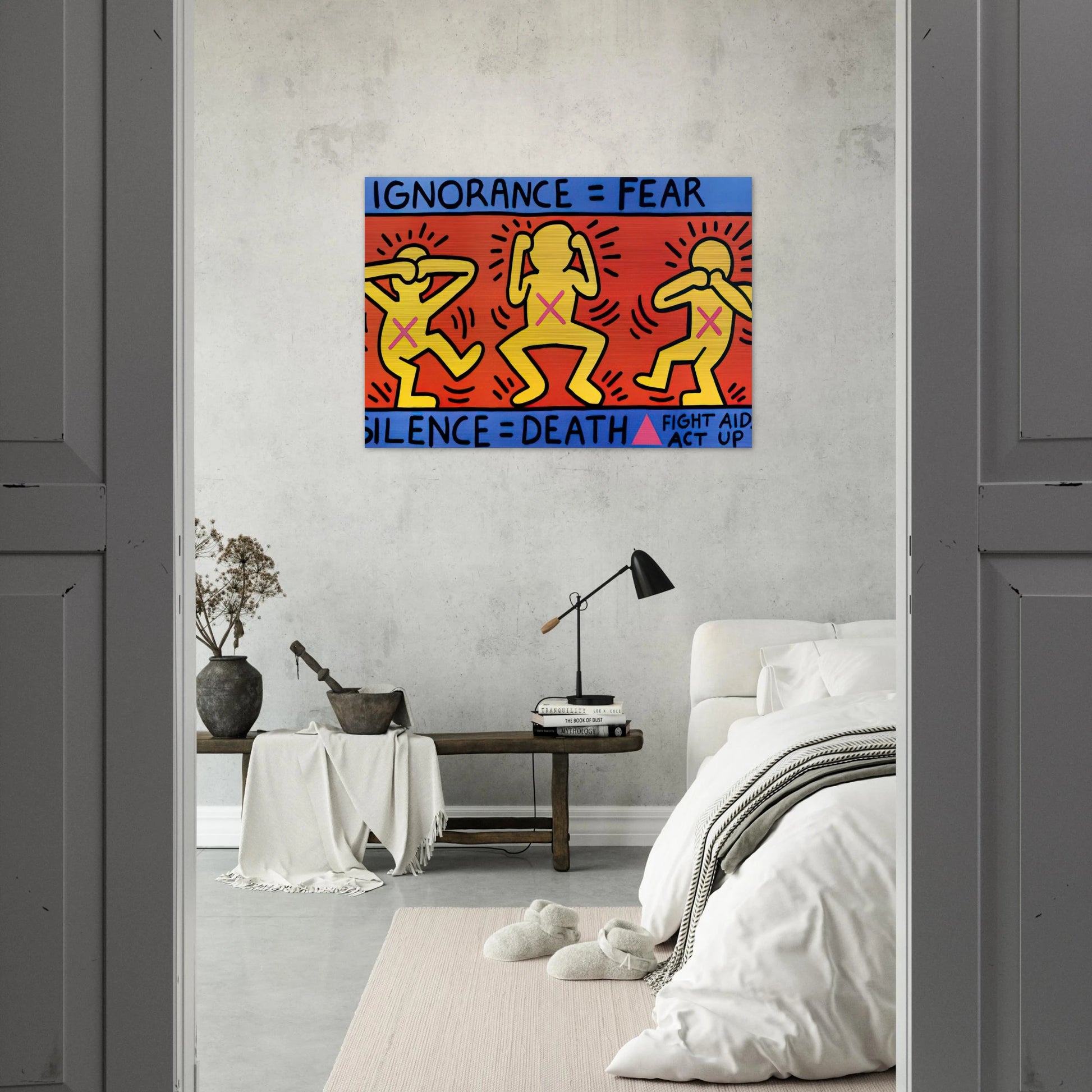 IGNORANCE FEAR 1989 - Keith Haring Brushed Aluminum Print - 70x100 cm / 28x40 inches | Keith Haring Aluminum Print | Keith Haring Prints