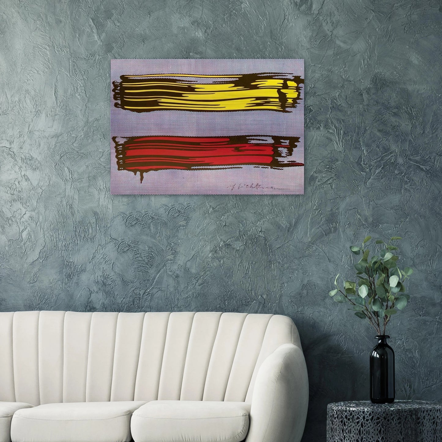YELLOW AND RED BRUSHSTROKES 1966 - Roy Lichtenstein Brushed Aluminum Print - 70x100 cm / 28x40 inches | Roy Lichtenstein Aluminum Print | Roy Lichtenstein Prints
