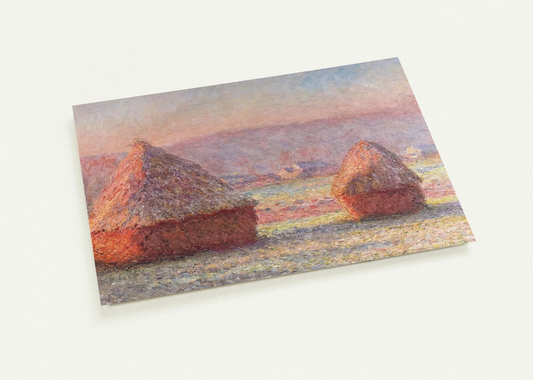 Grainstacks, White Frost Effect By claude monet Pack of 10 Post Cards | claude monet Post Cards | A6 (10.5 x 14.8 cm) - 4.1 x 5.8 inches