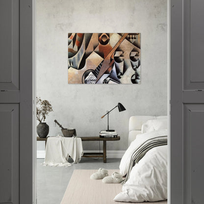 GUITAR AND GLASSES BANJO AND GLASSES 1912 - Juan Gris Brushed Aluminum Print - 70x100 cm / 28x40 inches | Juan Gris Aluminum Print | Juan Gris Prints