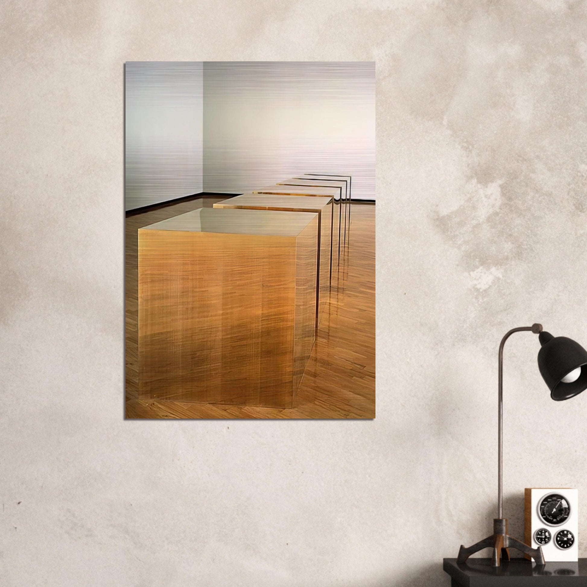 Untitled Six Boxes - 1974 - Donald Judd Brushed Aluminum Print - 70x100 cm / 28x40 inches | Donald Judd Aluminum Print | Donald Judd Prints