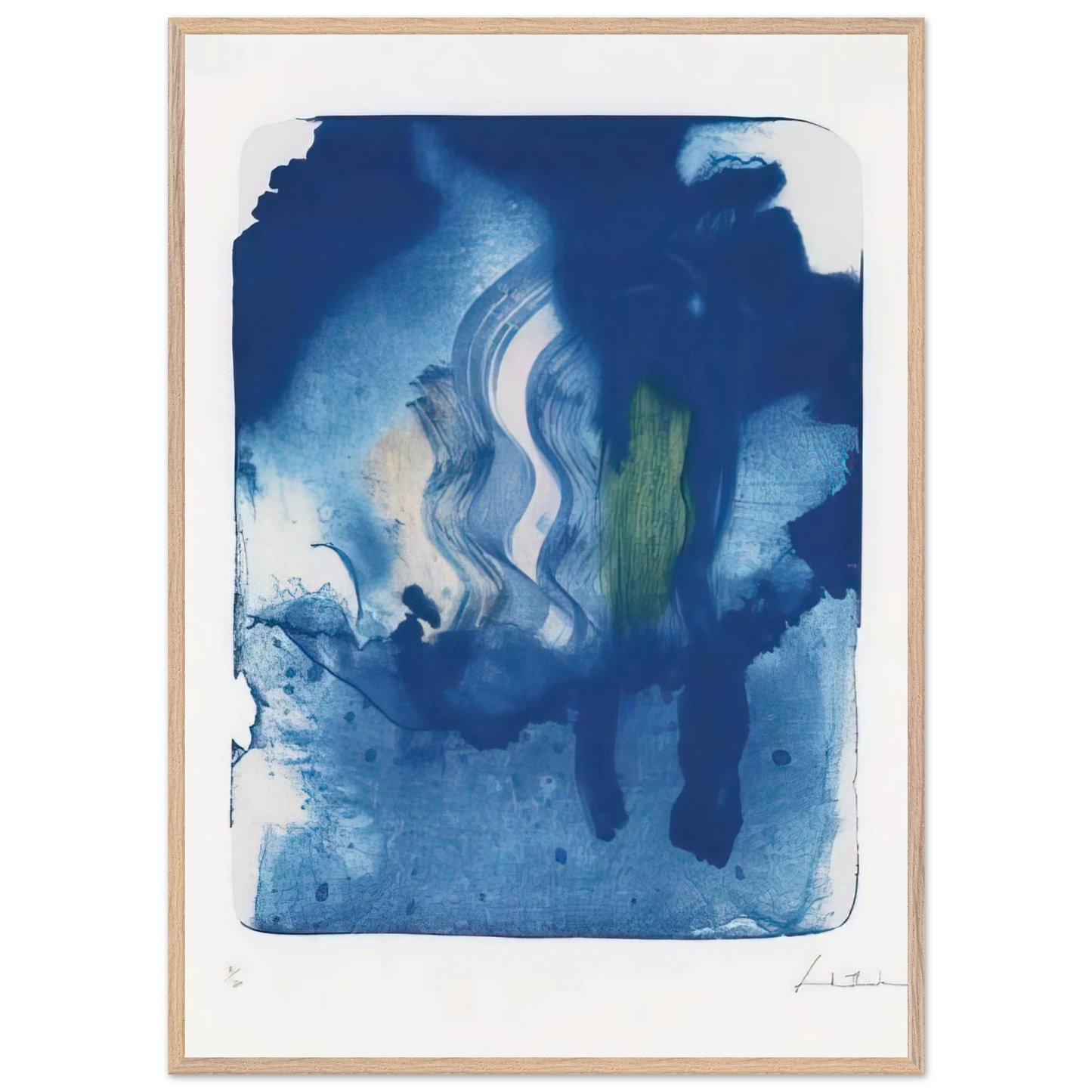 Helen Frankenthaler - Reflections V - 1995 Wall art - 21x29.7 cm / 8x12" - Premium Wooden Framed Poster With Fine Art Paper-canvas - Wood frame