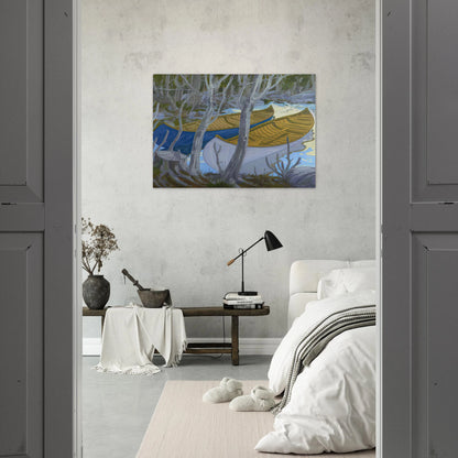 Two Canoes - Contemporary Realism - Neil Welliver Brushed Aluminum Print - 70x100 cm / 28x40 inches | Neil Welliver Aluminum Print | Neil Welliver Prints