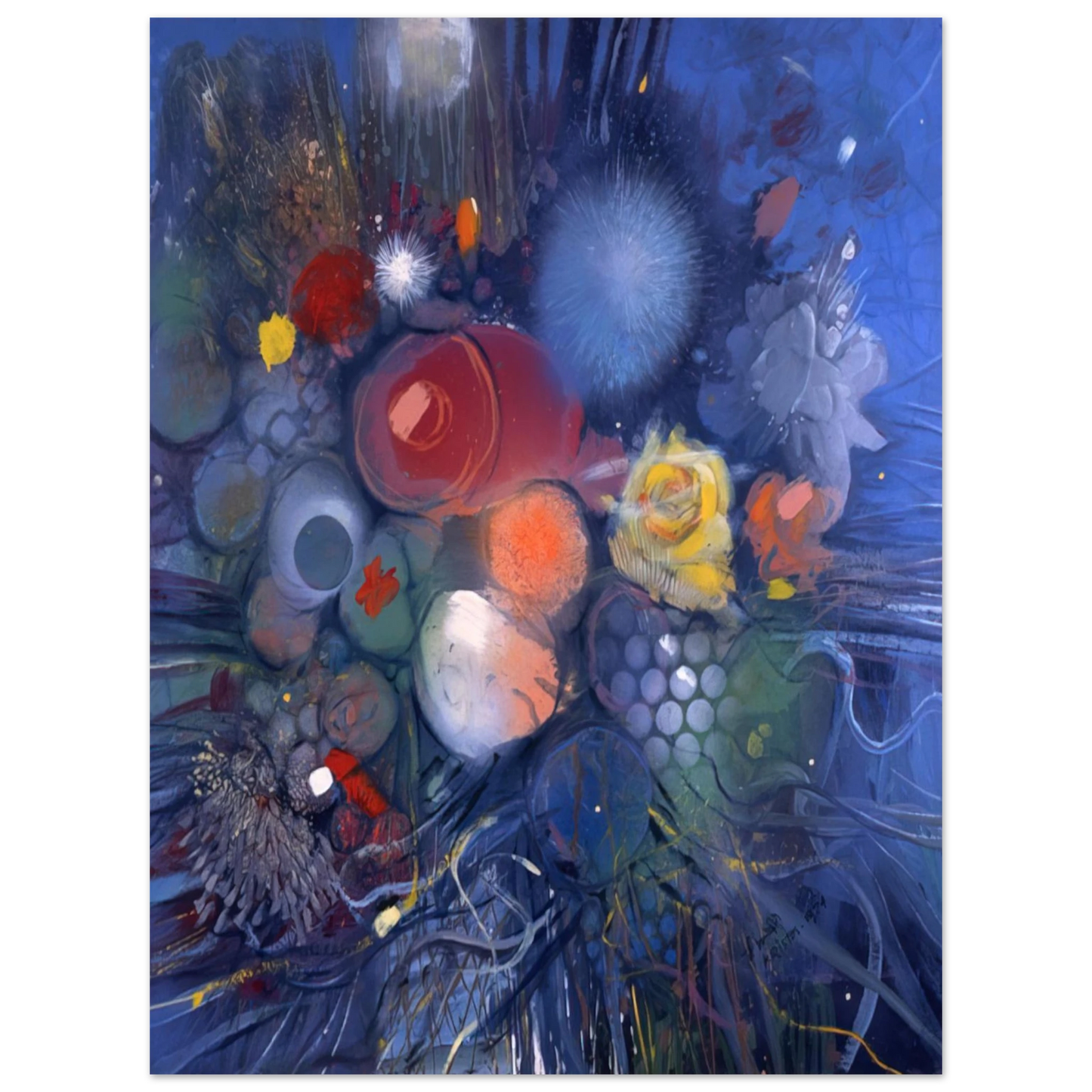 Gebre Kristos Desta - Flowers No. 3 - 1974  75x100 cm / 30x40inches Fine Art Poster
