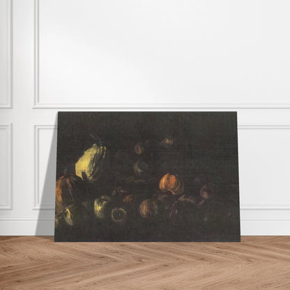 Still life with a basket of apples and two pumpkins - Vincent van Gogh Brushed Aluminum Print - 70x100 cm / 28x40 inches | Vincent van Gogh Aluminum Print | Vincent van Gogh Prints