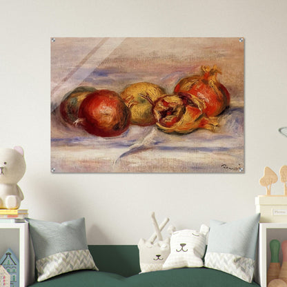 Three Pomegranates and Two Apples - Pierre-Auguste Renoir Acrylic Print - 70x100 cm / 28x40″ inches