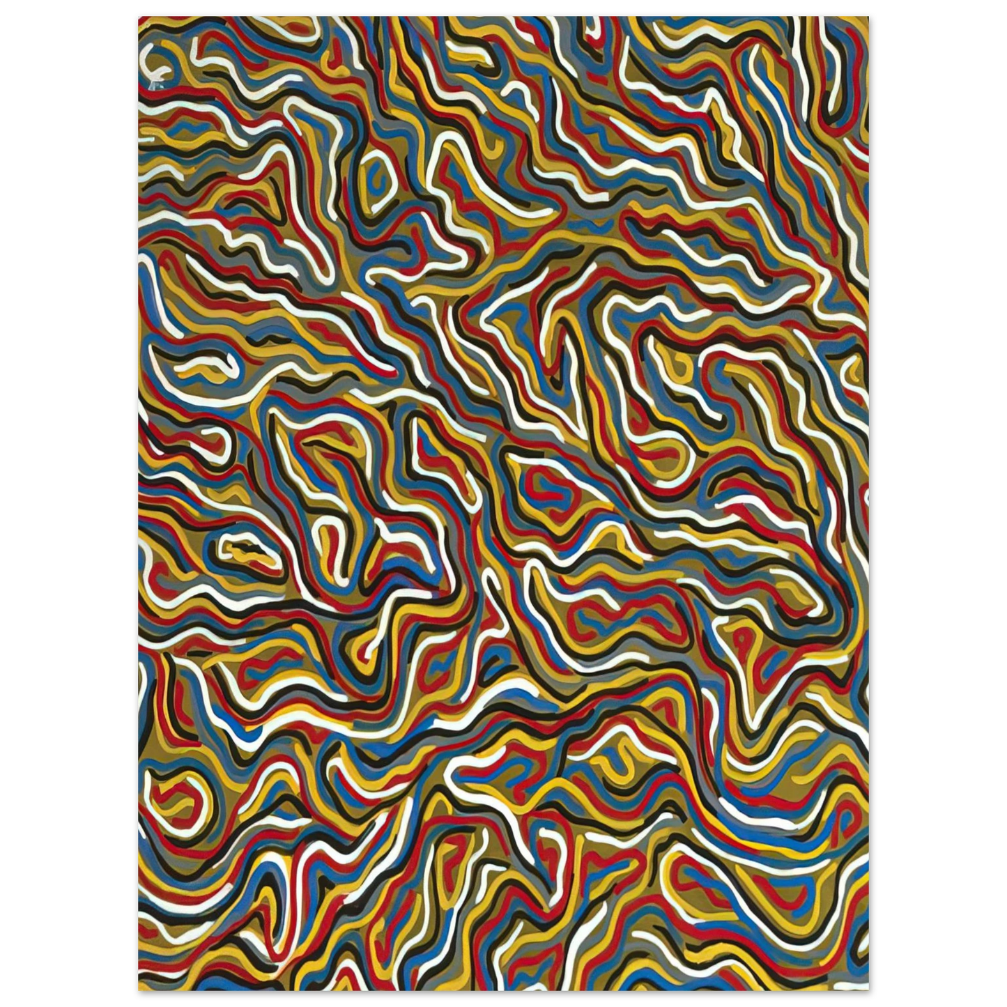 Sol LeWitt - Squiggly Brushstrokes Olive  75x100 cm / 30x40inches Fine Art Poster